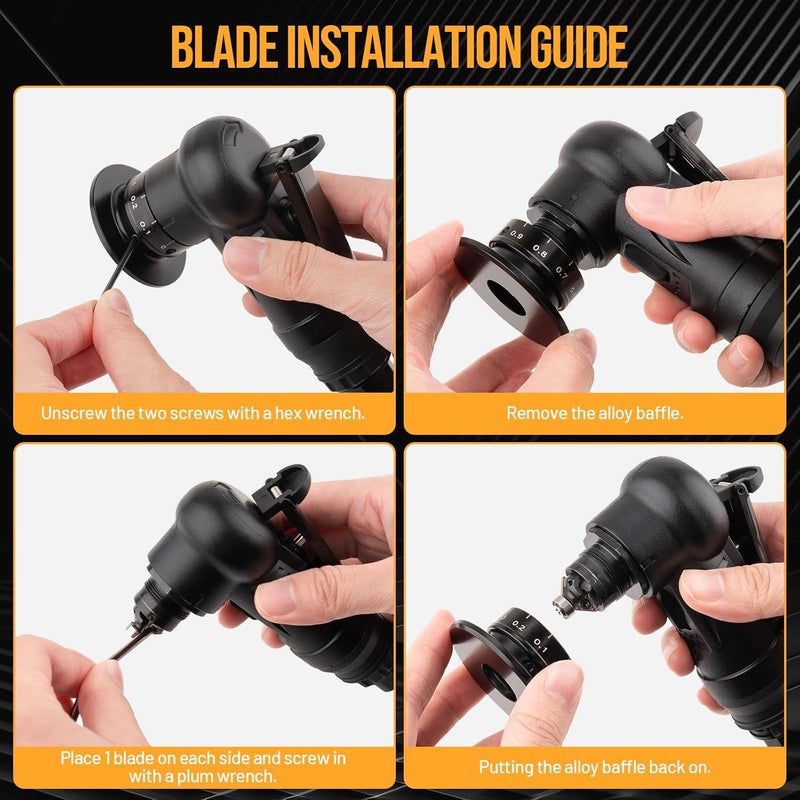 Beaiguna Store Pneumatic Chamfering Tool, Chamfer Tool with 6 C-Angle & 6 R-Angle Blades, Upgrade Air Chamfer Tool for 45° & Round Corner, Chamfering Tool for Metal and Wood - Image 3